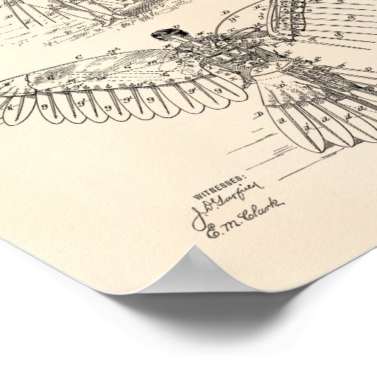 Flying machine 1889 Patent Art - Old Peper Poster (Ecke)