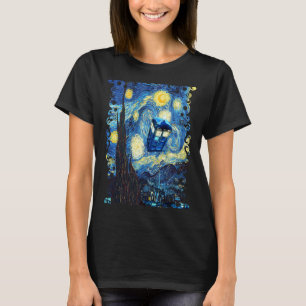 Flying Magic Phone Box Starry Night Van Gogh Famou T-Shirt