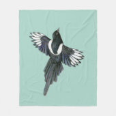 Flying magpie-Bleistiftzeichnung Fleecedecke (Vorderseite)