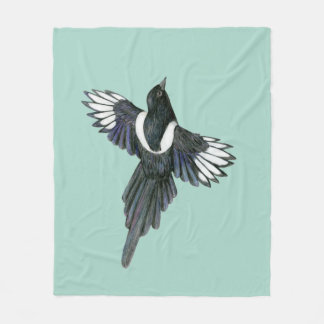 Flying magpie-Bleistiftzeichnung Fleecedecke