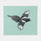 Flying magpie-Bleistiftzeichnung Fleecedecke (Vorderseite (Horizontal))