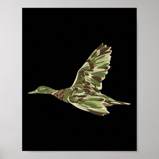 Flying Mallard Duck Camouflage Camouflage Ente Jag Poster (Vorne)