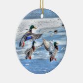 Flying Mallard Ducks Wildlife Gift Keramikornament (Rechts)