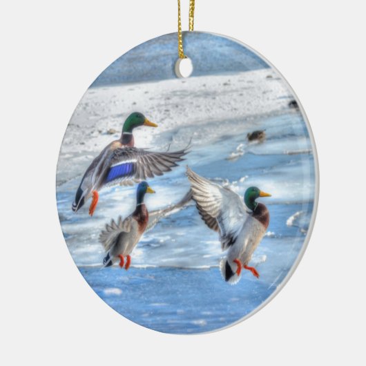Flying Mallard Ducks Wildlife Gift Keramikornament (Links)