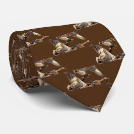 Flying Mallard Encks on Brown Krawatte