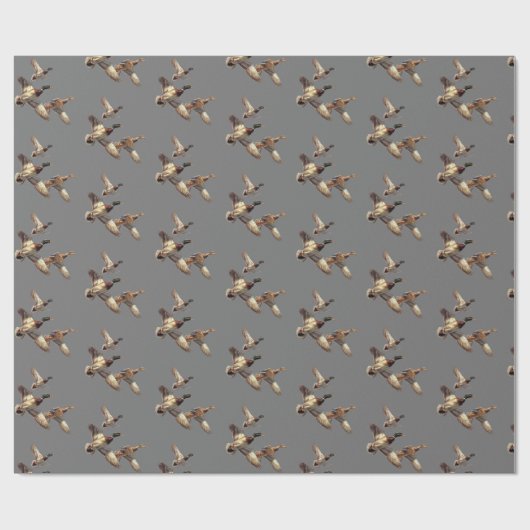 Flying Mallard Encks on Grey Geschenkpapier (Flach)