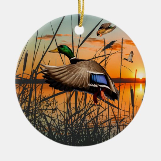 Flying Mallard-Ornament, Entenjagd Keramik Ornament (Vorne)