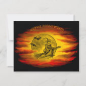 Flying mit schwarzer Katze , halloween night (Vorderseite)