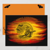 Flying mit schwarzer Katze , halloween night (Vorne/Hinten)