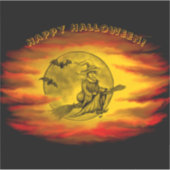 Flying mit schwarzer Katze , halloween night Aufkleber (Vorderseite)