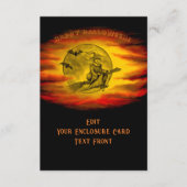 Flying mit schwarzer Katze , halloween night Begleitkarte (Vorderseite)