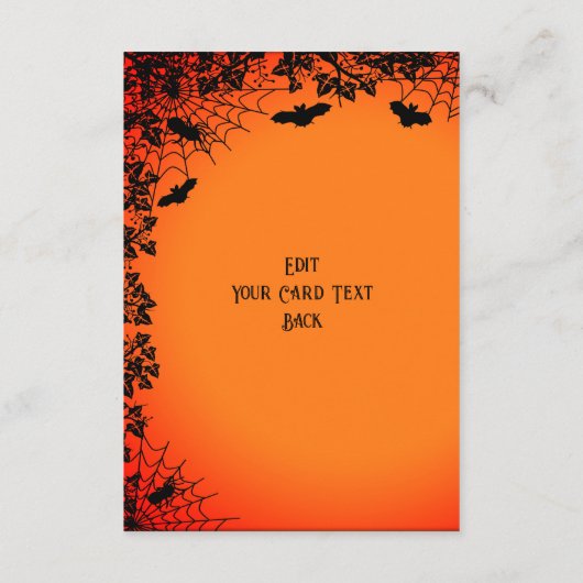 Flying mit schwarzer Katze , halloween night Begleitkarte (Rückseite)