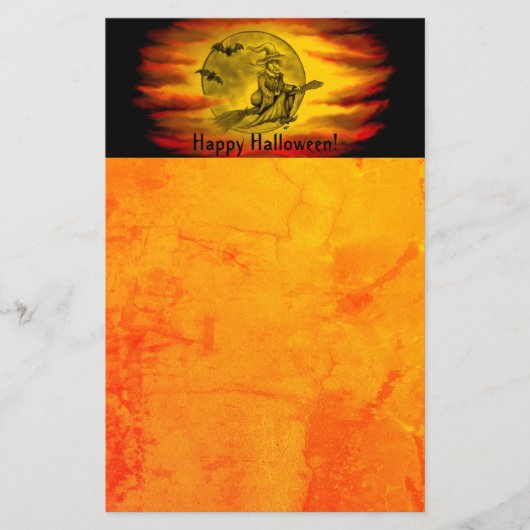 Flying mit schwarzer Katze , halloween night Briefpapier (Vorderseite)