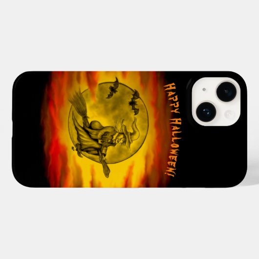 Flying mit schwarzer Katze , halloween night Case-Mate iPhone Hülle (Rückseite (Horizontal))