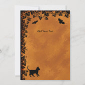 Flying mit schwarzer Katze , halloween night Einladung (Rückseite)