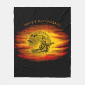 Flying mit schwarzer Katze , halloween night Fleecedecke (Vorderseite)