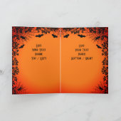 Flying mit schwarzer Katze , halloween night Karte (Innenseite)