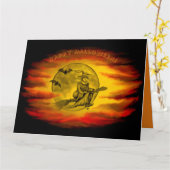 Flying mit schwarzer Katze , halloween night Karte (Gelbe Blume)