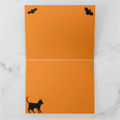 Flying mit schwarzer Katze , halloween night Karte (Innenseite)