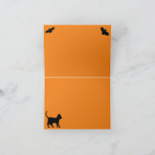 Flying mit schwarzer Katze , halloween night Karte (Innenseite)