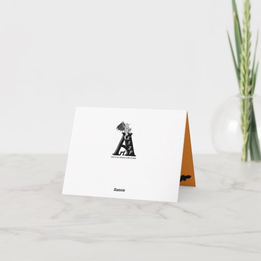 Flying mit schwarzer Katze , halloween night Karte (Rückseite)