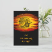 Flying mit schwarzer Katze , halloween night Menükarte (Stehend Vorderseite)