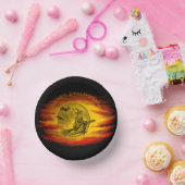 Flying mit schwarzer Katze , halloween night Pappteller (Party)