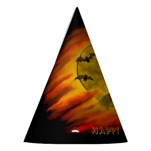 Flying mit schwarzer Katze , halloween night Partyhütchen (Links)