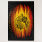 Flying mit schwarzer Katze , halloween night Puzzle (Vertikal)