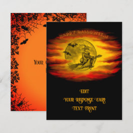 Flying mit schwarzer Katze , halloween night RSVP Karte