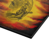 Flying mit schwarzer Katze , halloween night Schneidebrett (Ecke)