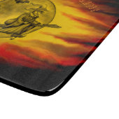 Flying mit schwarzer Katze , halloween night Schneidebrett (Ecke)