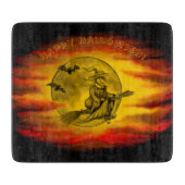 Flying mit schwarzer Katze , halloween night Schneidebrett (Vorderseite)