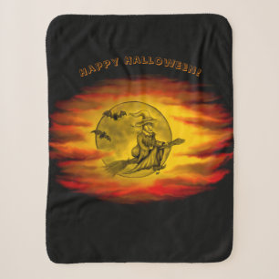 Flying mit schwarzer Katze , halloween night Sherpadecke