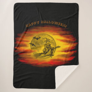 Flying mit schwarzer Katze , halloween night Sherpadecke