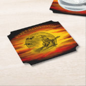 Flying mit schwarzer Katze , halloween night Untersetzer (angewinkelt)