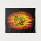 Flying mit schwarzer Katze , halloween night Wandteppich (Vorderseite (Horizontal))