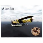 Flying Moose Aviation de Havilland DH3-C Otter Fotoskulptur Magnet<br><div class="desc">A de Havilland Canada DH3-C Otter, die das Logo der mythischen Flying Moose Aviation von Talkeetna in einem begehrten Tag irgendwo über Alaska fliegen. Es erscheint auch der Text "Alaska" mit individualisierbarem Text. Ebenfalls abgebildet ist das Lederpflaster, das von den Piloten von Flying Moose Aviation aus dem Busch getragen wird....</div>