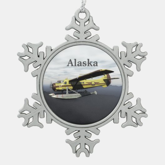 Flying Moose Aviation de Havilland DH3-C Otter Schneeflocken Zinn-Ornament (Vorderseite)