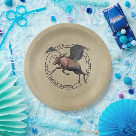 Flying Moose Aviation Logo Pappteller (Party)