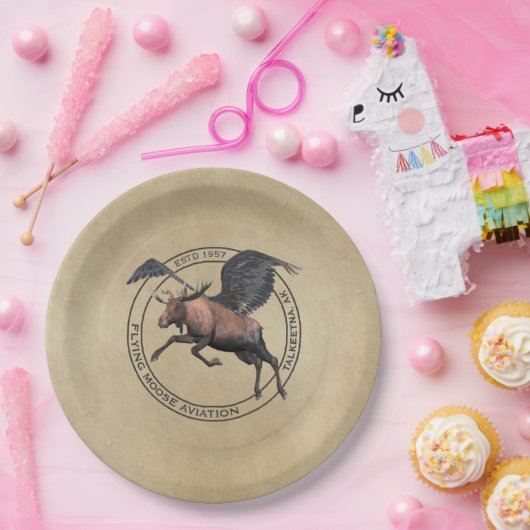 Flying Moose Aviation Logo Pappteller (Party)