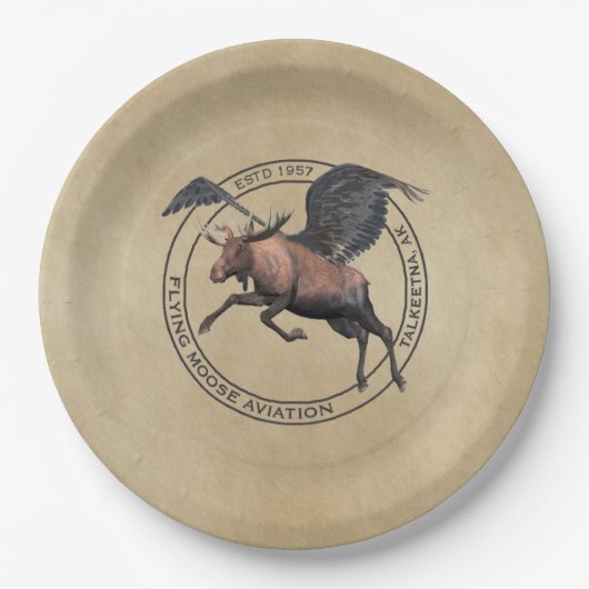 Flying Moose Aviation Logo Pappteller (Vorderseite)