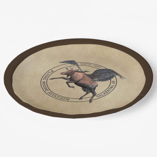 Flying Moose Aviation Logo Pappteller (Schrägansicht)