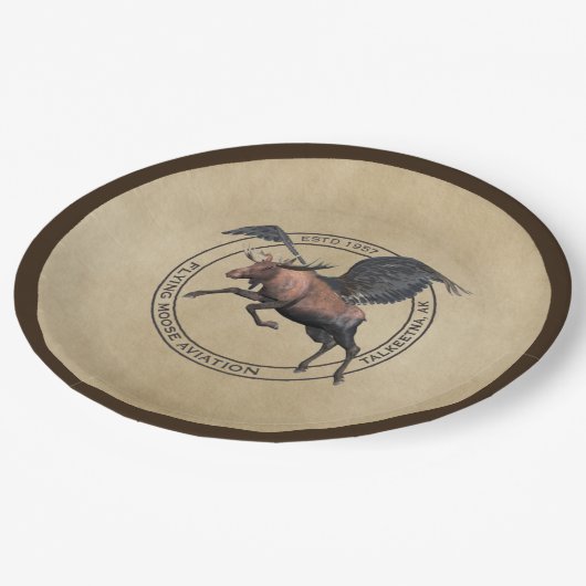 Flying Moose Aviation Logo Pappteller (Schrägansicht)