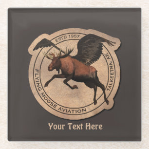 Flying Moose Aviation Patch Glasuntersetzer