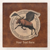 Flying Moose Aviation Patch Glasuntersetzer (Vorderseite)