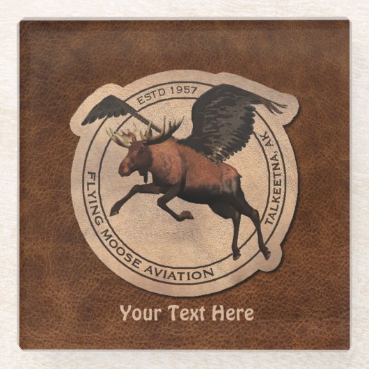 Flying Moose Aviation Patch Glasuntersetzer (Vorderseite)