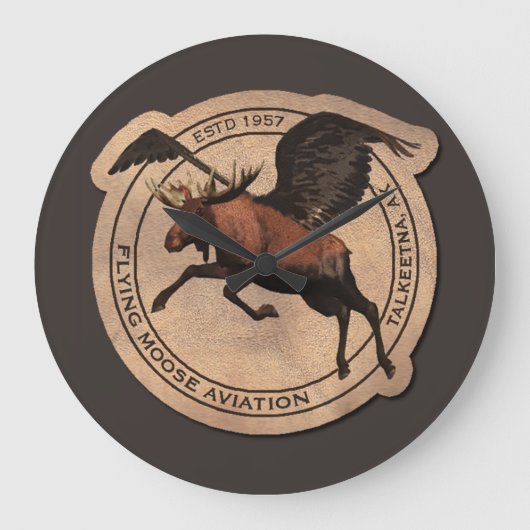 Flying Moose Aviation Patch Große Wanduhr (Vorderseite)