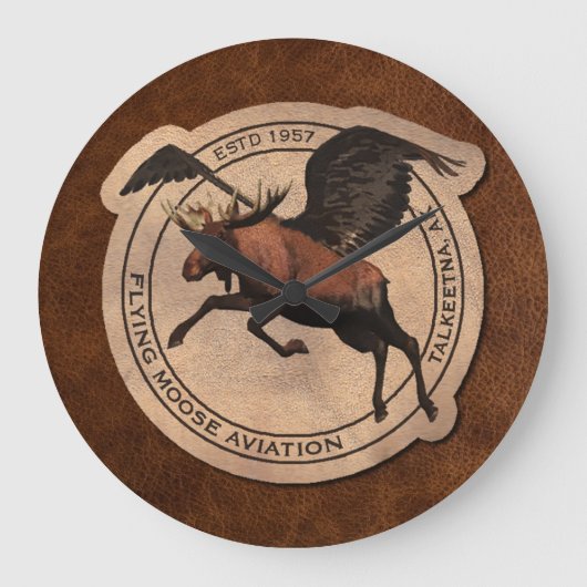 Flying Moose Aviation Patch Große Wanduhr (Vorderseite)