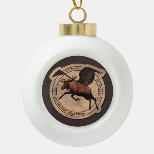 Flying Moose Aviation Patch Keramik Kugel-Ornament (Vorderseite)